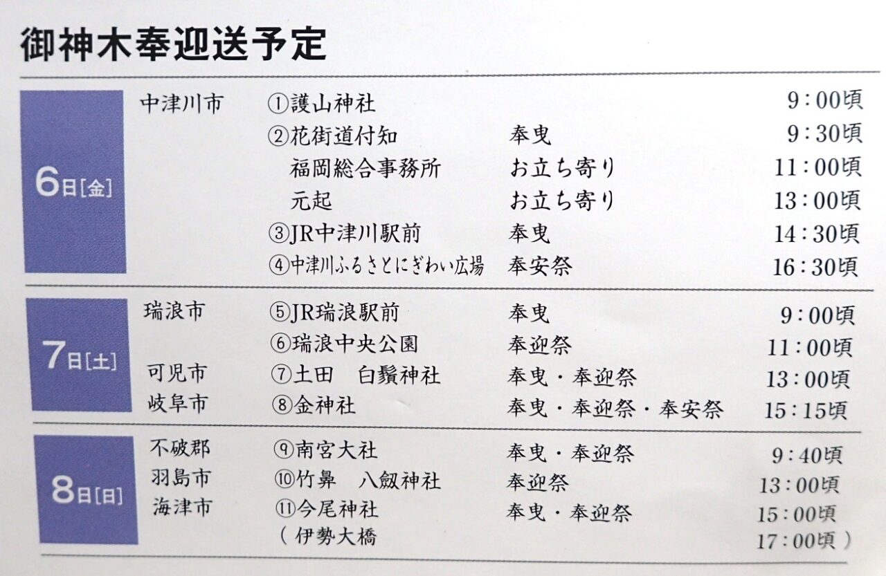 御神木奉迎送
